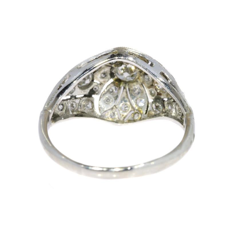 Stunning Vintage Platinum 1.74 Carat Diamond Engagement Ring Slightly Domed For Sale 3