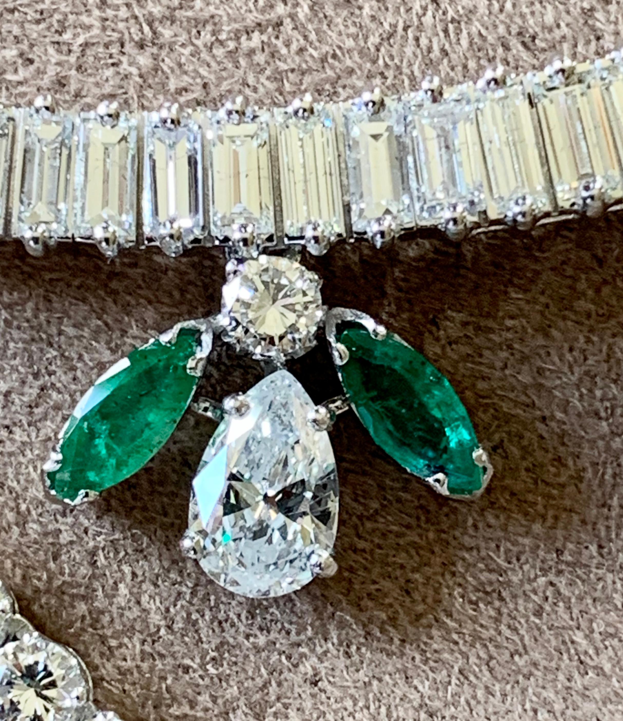 Stunning Vintage Platinum Emerald and Diamond Necklace 1