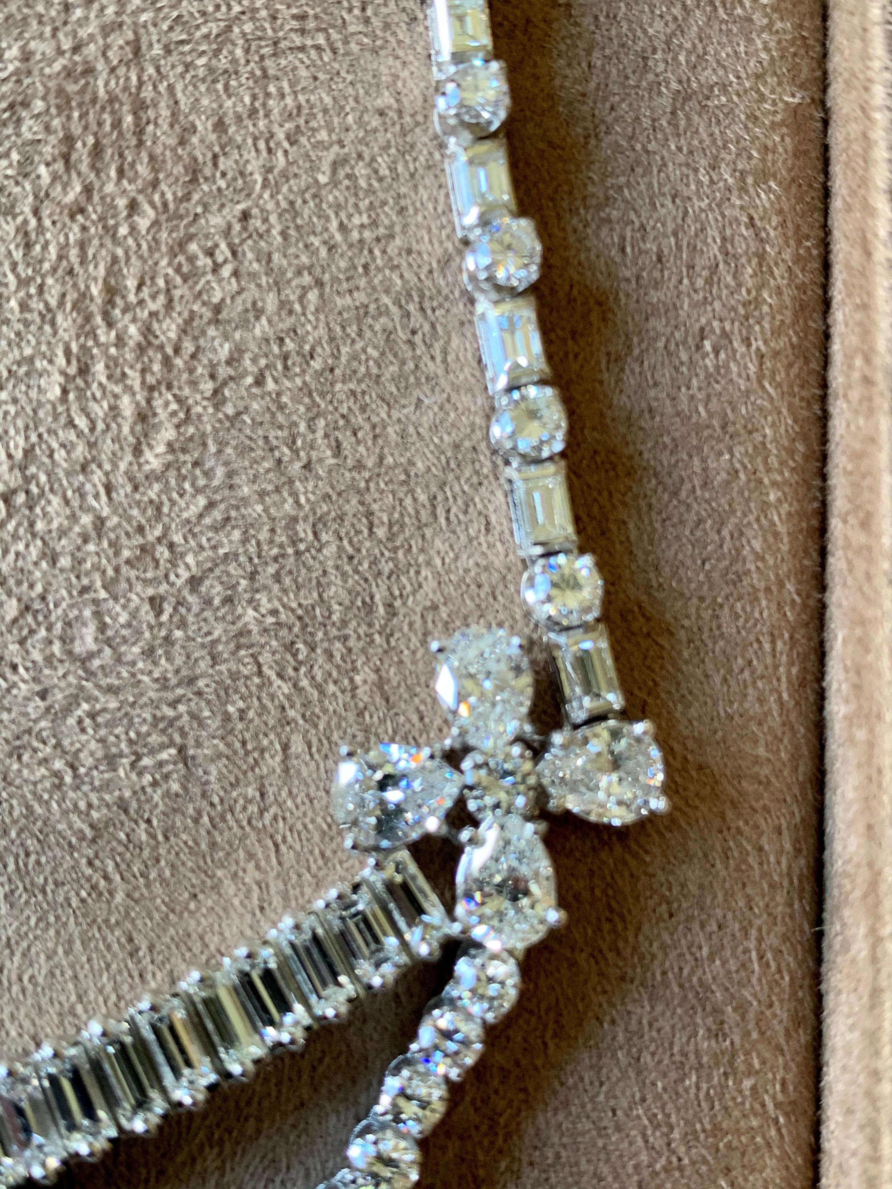 Stunning Vintage Platinum Emerald and Diamond Necklace 3