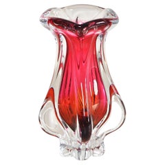 Stunning Vintage Raspberry Pink Red Art Glass Bowl Italian