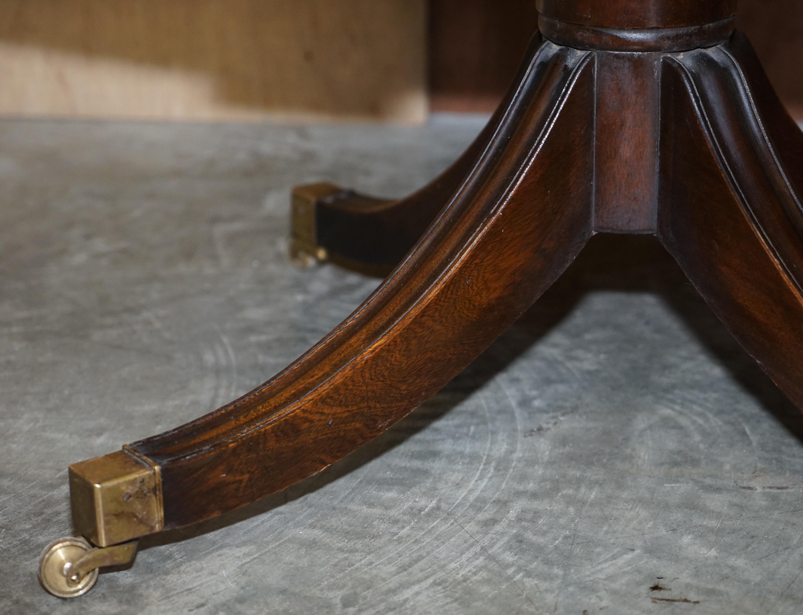 Stunning Vintage Restored Brown Leather Oak Framed Captains Directors Armchair For Sale 5