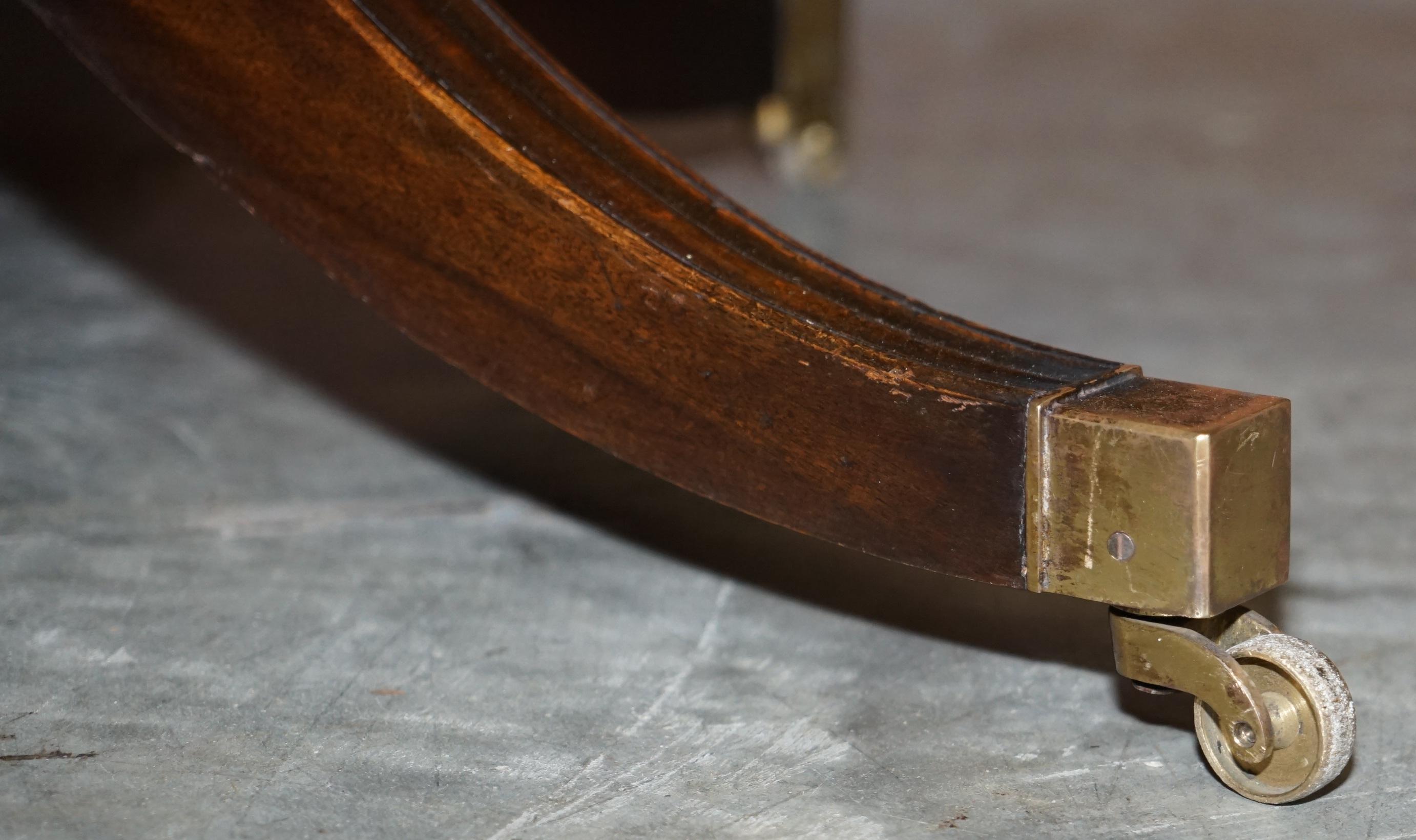 Stunning Vintage Restored Brown Leather Oak Framed Captains Directors Armchair For Sale 6