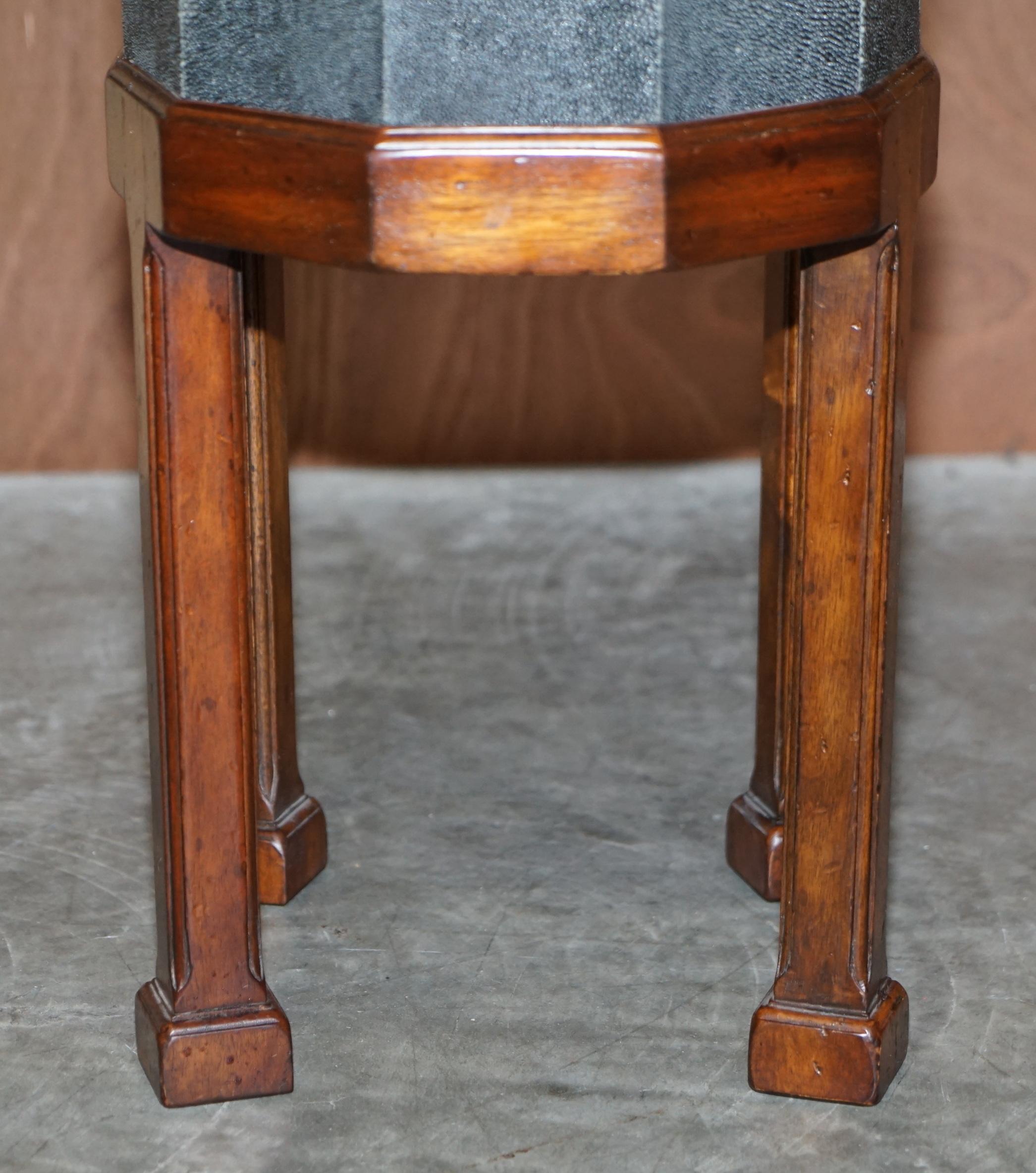 Stunning Vintage Shagreen Upholstered Flamed Hardwood Side Table Sized Chest 5