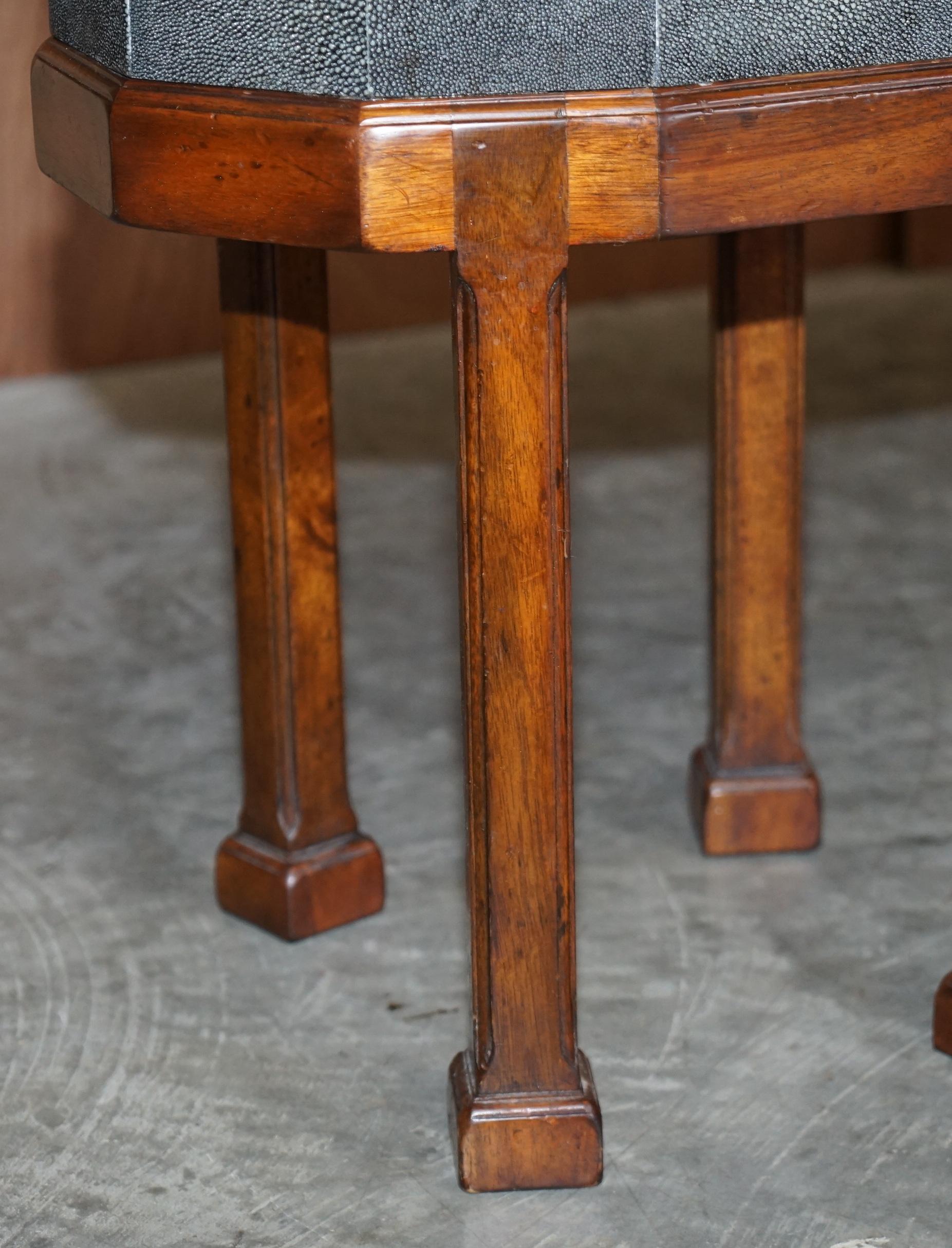 Stunning Vintage Shagreen Upholstered Flamed Hardwood Side Table Sized Chest 7