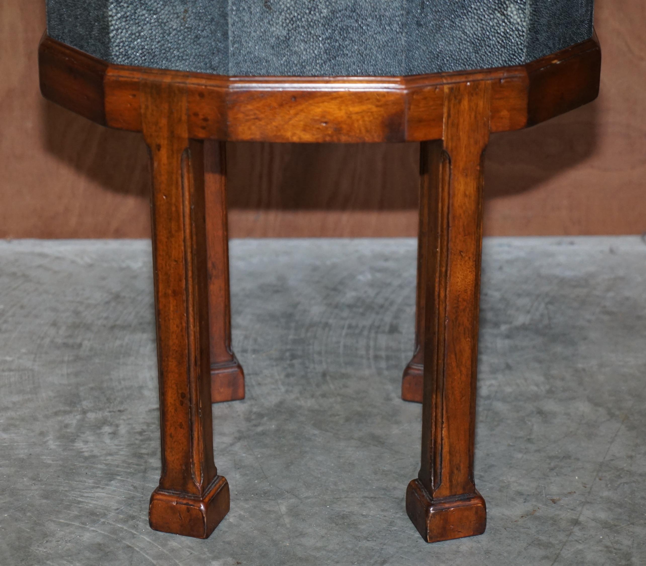 Stunning Vintage Shagreen Upholstered Flamed Hardwood Side Table Sized Chest 1