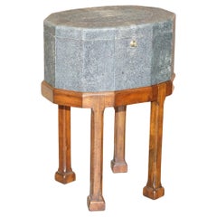 Stunning Vintage Shagreen Upholstered Flamed Hardwood Side Table Sized Chest