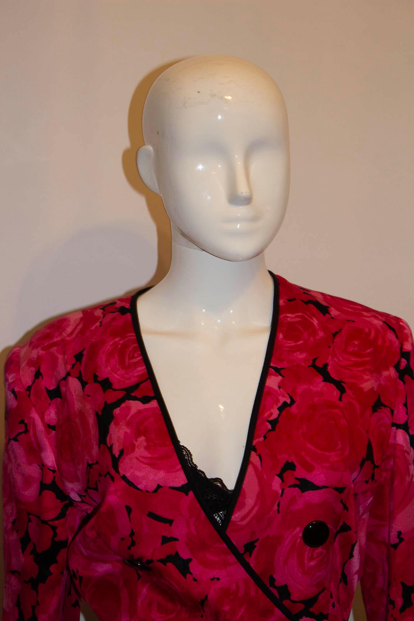 Red Stunning vintage silk jacket by Andrea Odicini For Sale