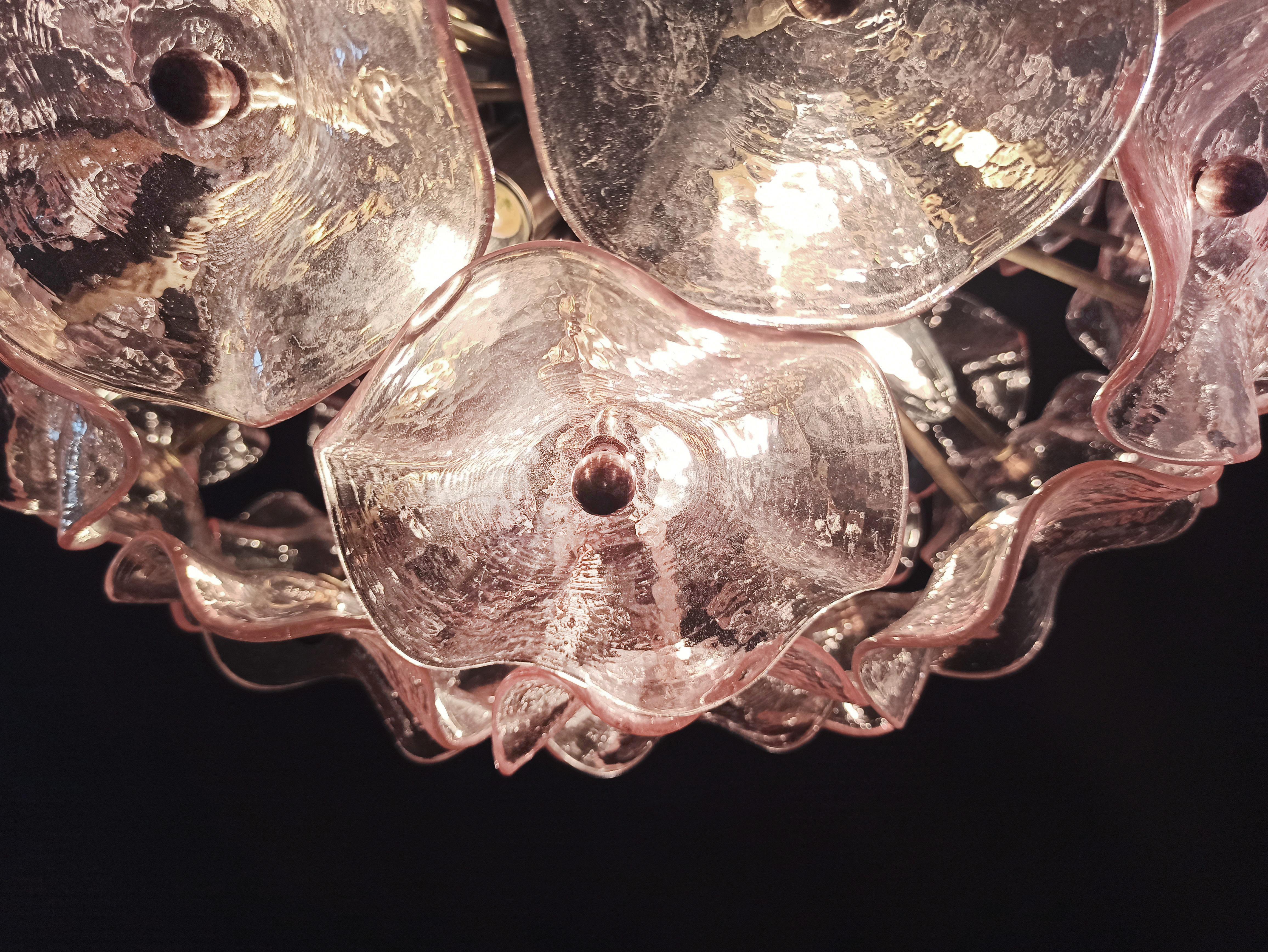 Superbe lustre italien vintage en cristal Spoutnik, 51 verres roses en vente 2