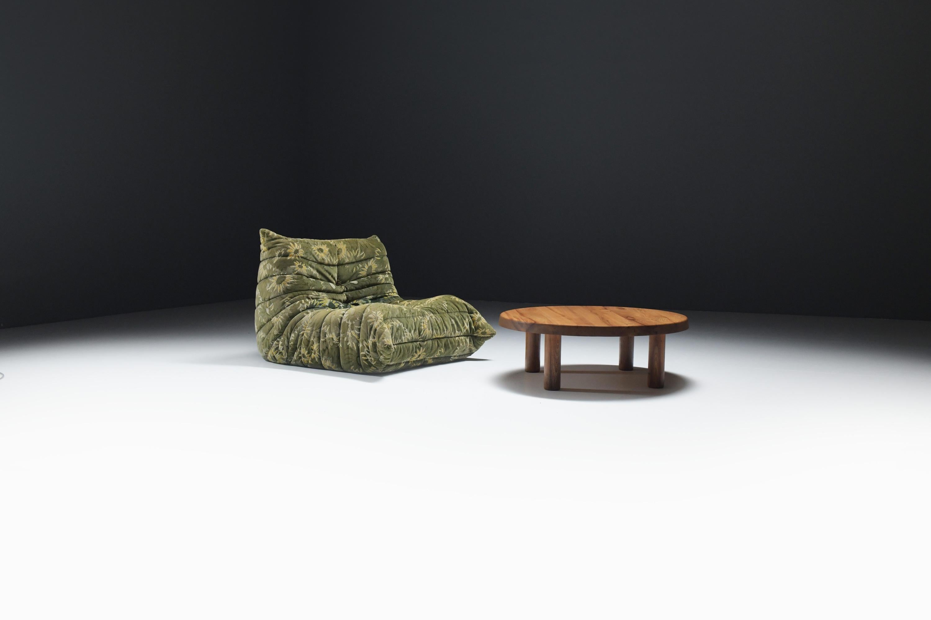 Atemberaubender Vintage-Couchtisch T02M aus ELM-Holz von Pierre Chapo – Frankreich im Angebot 10