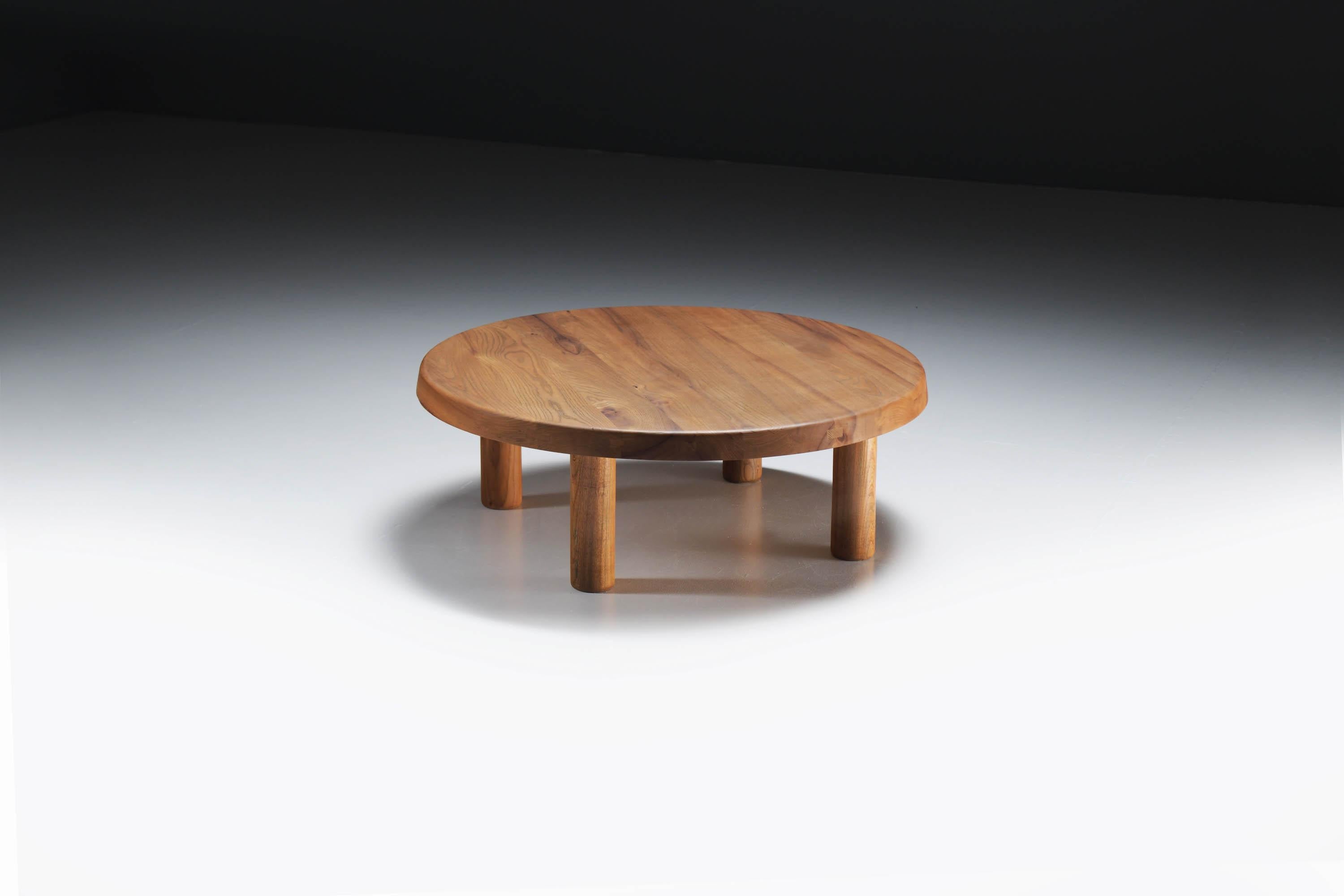 Atemberaubender Vintage-Couchtisch T02M aus ELM-Holz von Pierre Chapo – Frankreich (Moderne der Mitte des Jahrhunderts) im Angebot