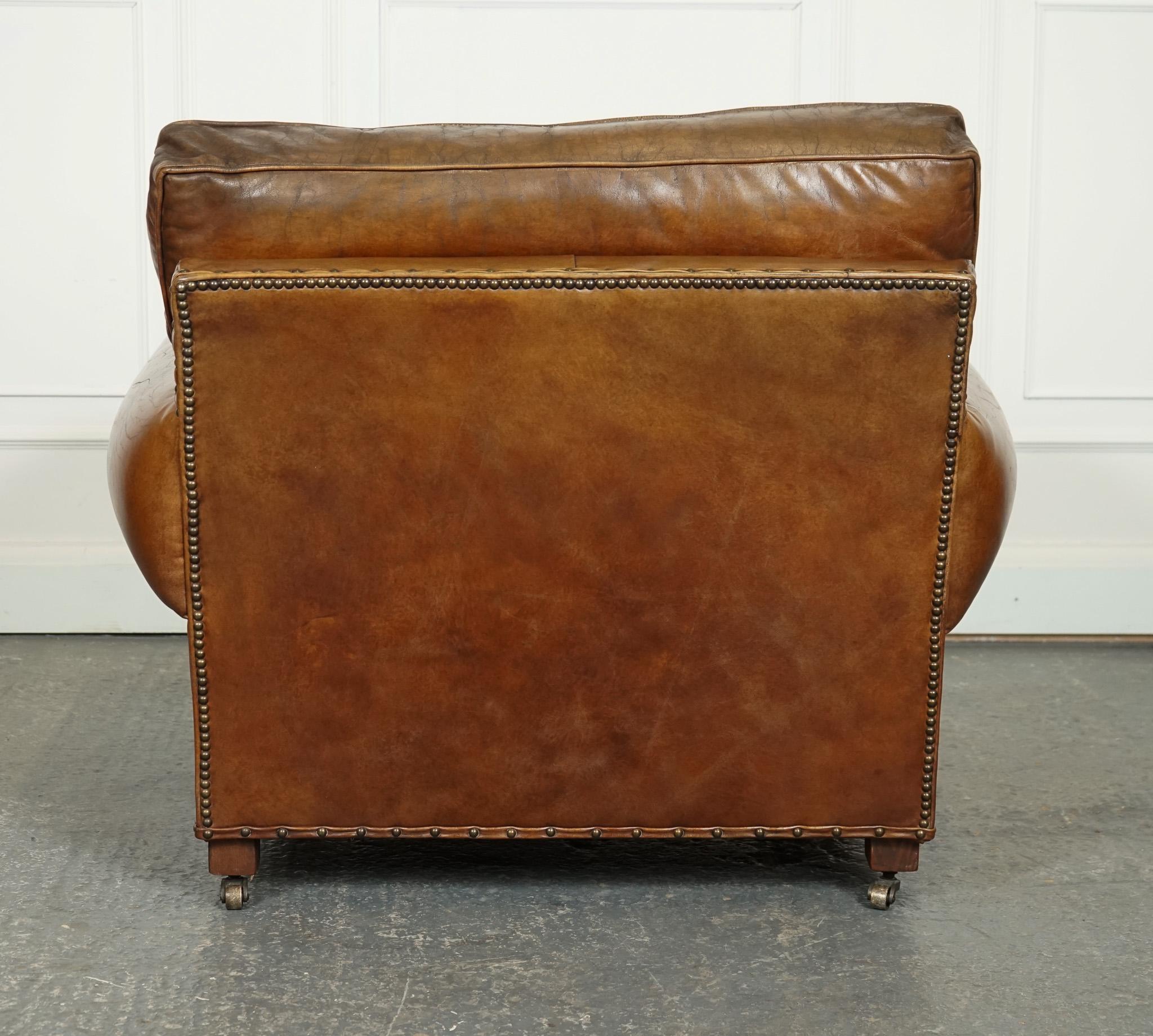 STUNNING VINTAGE TiMOTHY OULTON HALO BALMORAL BROWN LEATHER ARMCHAIR 4