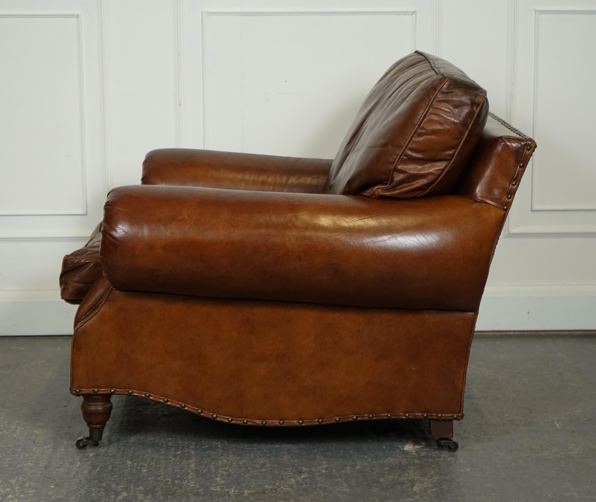 STUNNING VINTAGE TiMOTHY OULTON HALO BALMORAL BROWN LEATHER ARMCHAIR 5