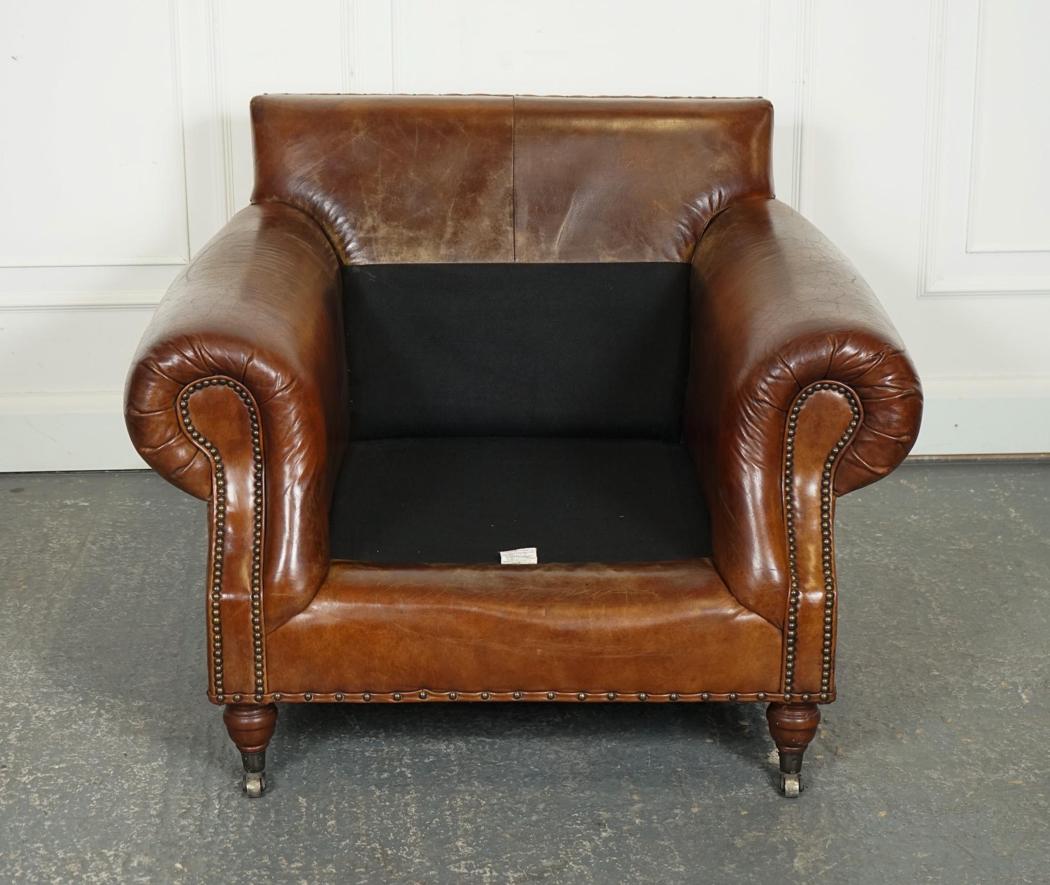 STUNNING VINTAGE TiMOTHY OULTON HALO BALMORAL BROWN LEATHER ARMCHAIR 6
