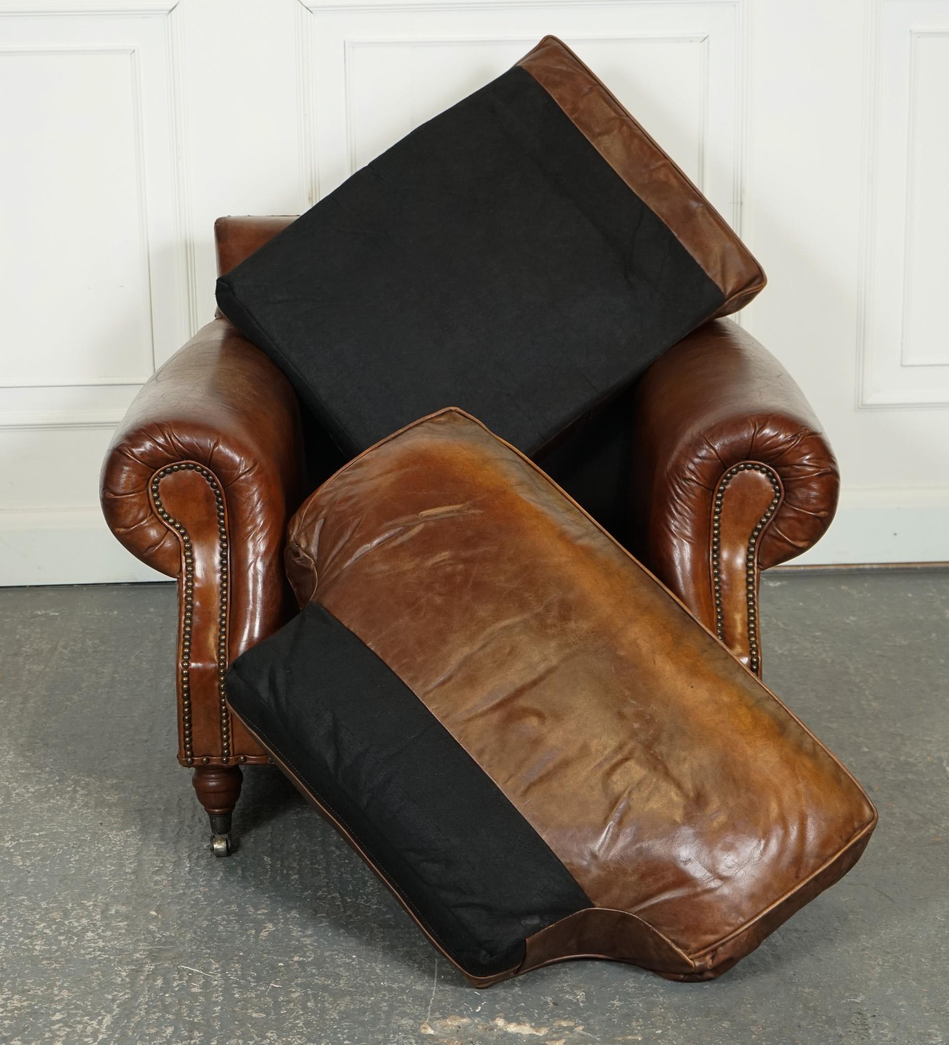 STUNNING VINTAGE TiMOTHY OULTON HALO BALMORAL BROWN LEATHER ARMCHAIR 7