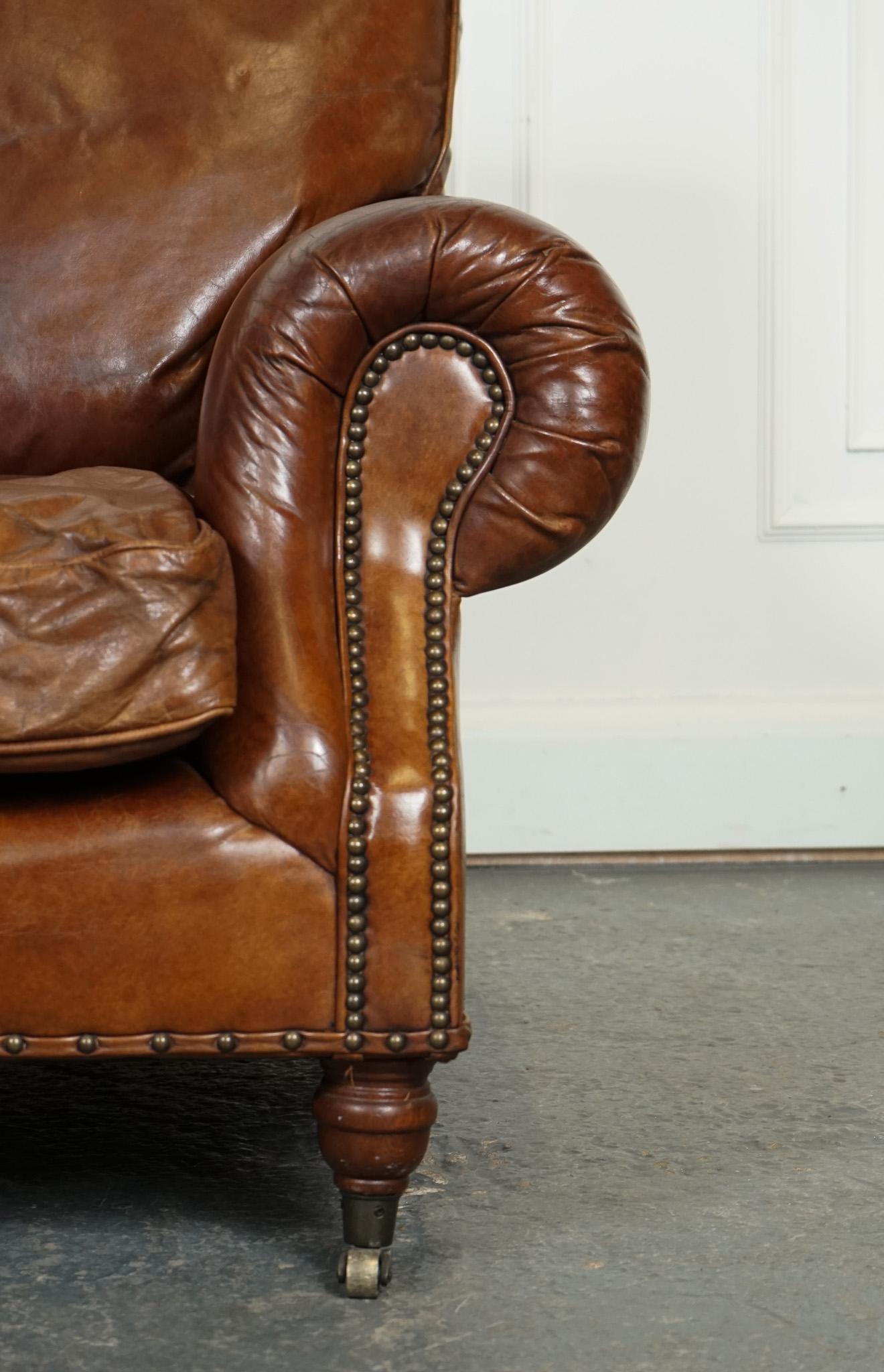 STUNNING VINTAGE TiMOTHY OULTON HALO BALMORAL BROWN LEATHER ARMCHAIR In Good Condition In Pulborough, GB