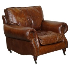 STUNNING VINTAGE TiMOTHY OULTON HALO BALMORAL BROWN LEATHER ARMCHAIR