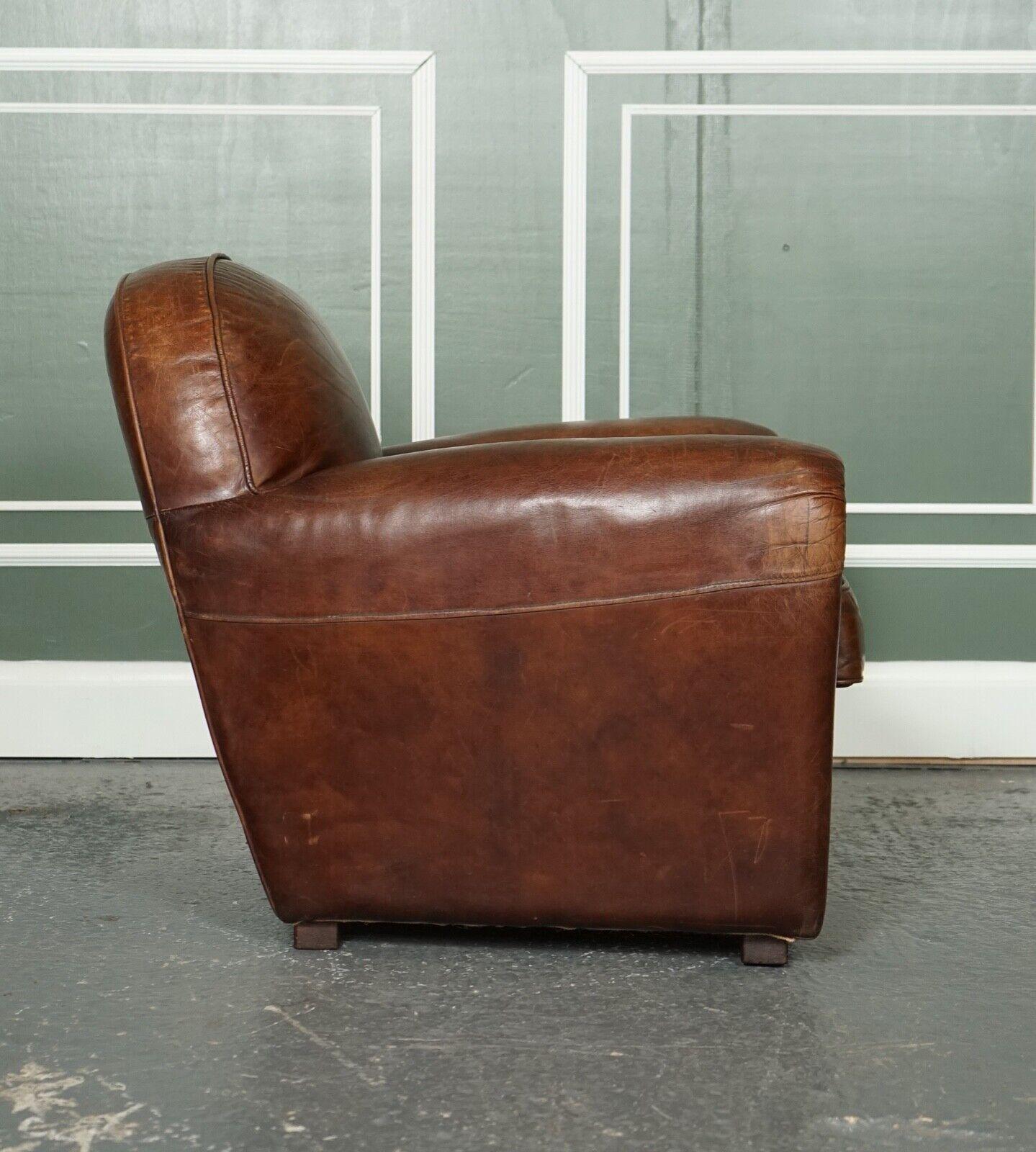 Stunning Vintage Timothy Oulton Hand Crafted Leather Club Armchair 2