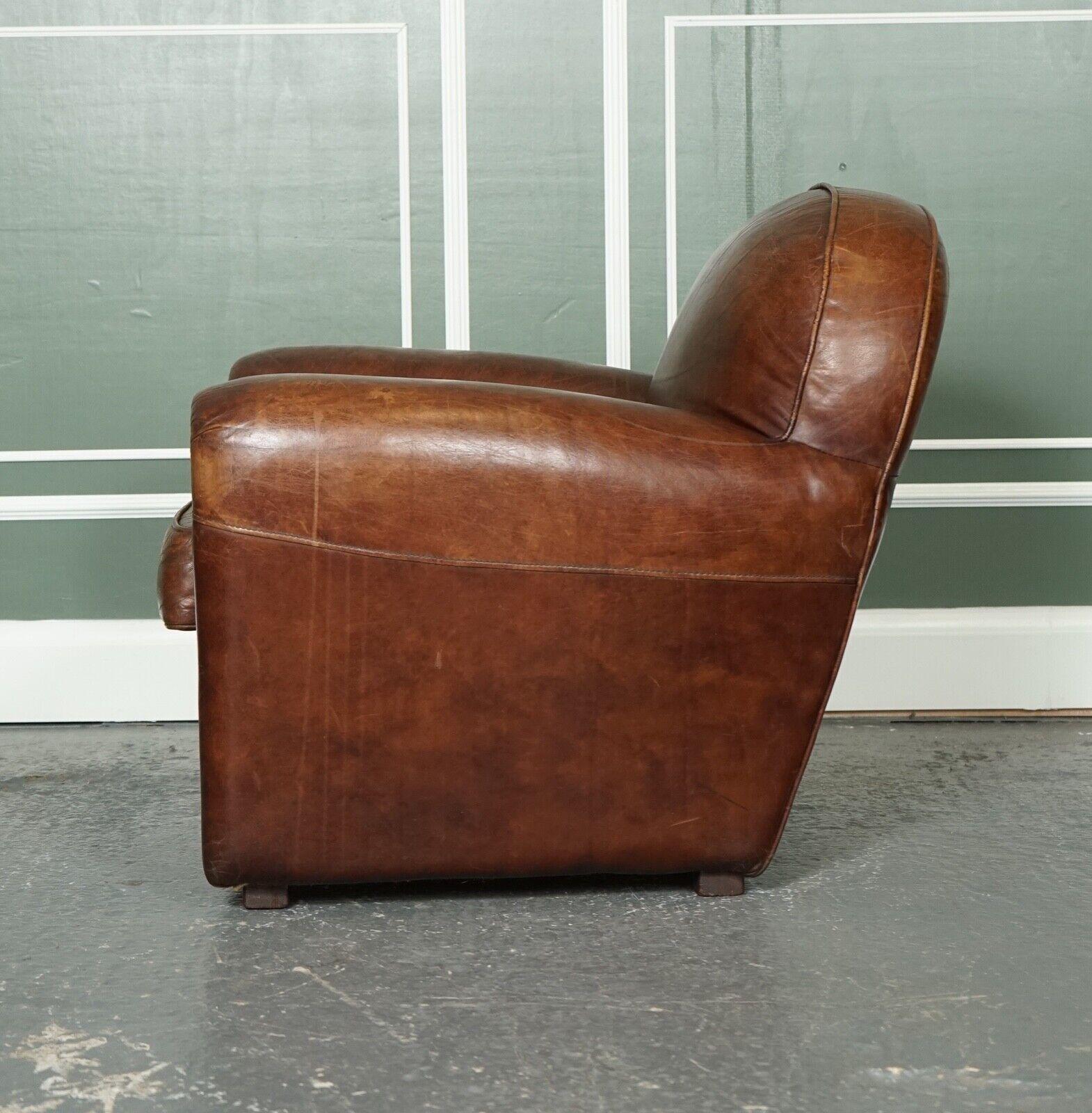Stunning Vintage Timothy Oulton Hand Crafted Leather Club Armchair 3