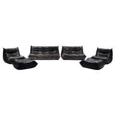 Stunning vintage Togo in original black leather by Michel Ducaroy - Ligne Roset