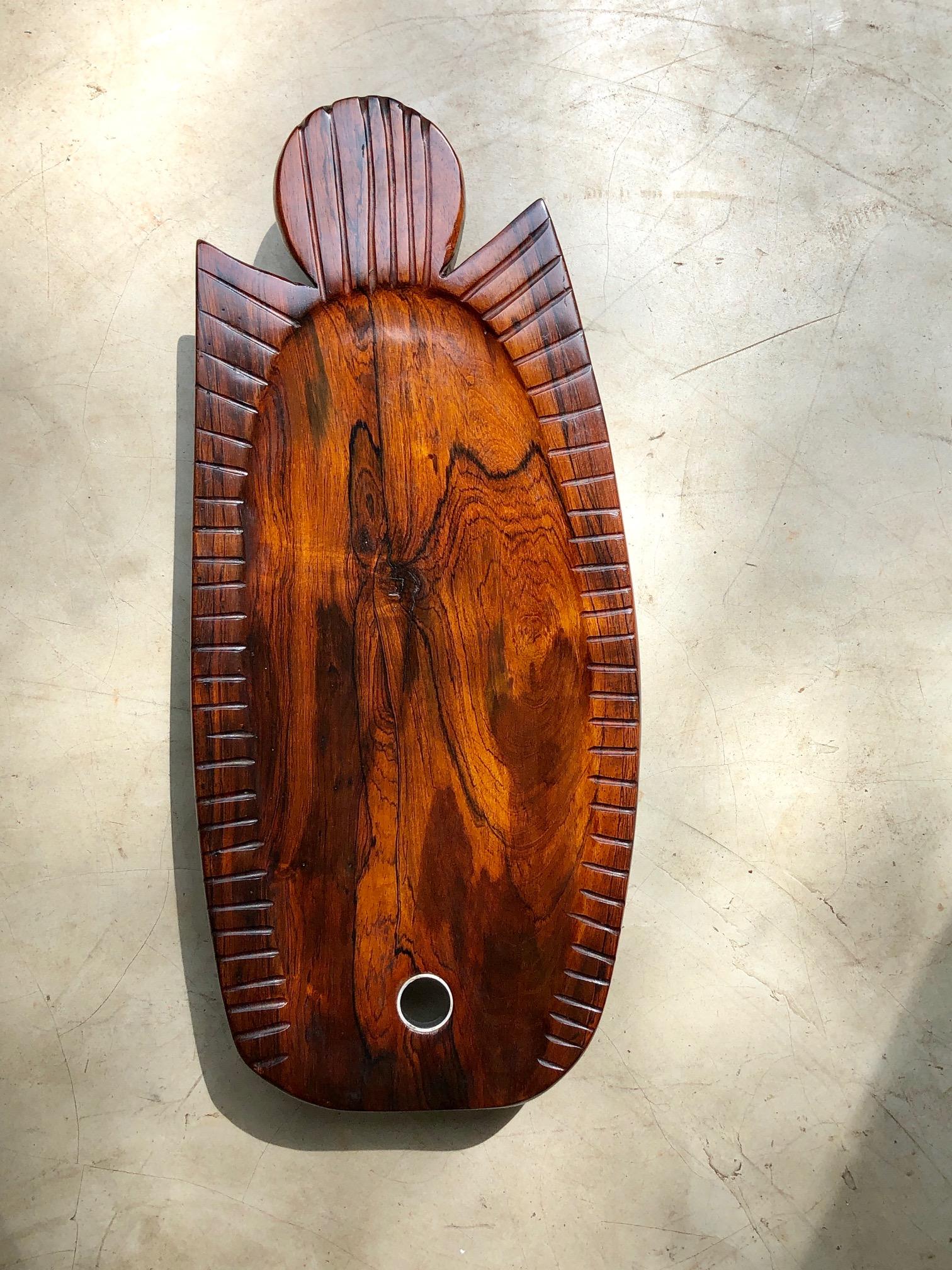 Mid-Century Modern Stunning Vintage Tray / Sculpture Made of Brazilian Rosewood Unknown Author For Sale