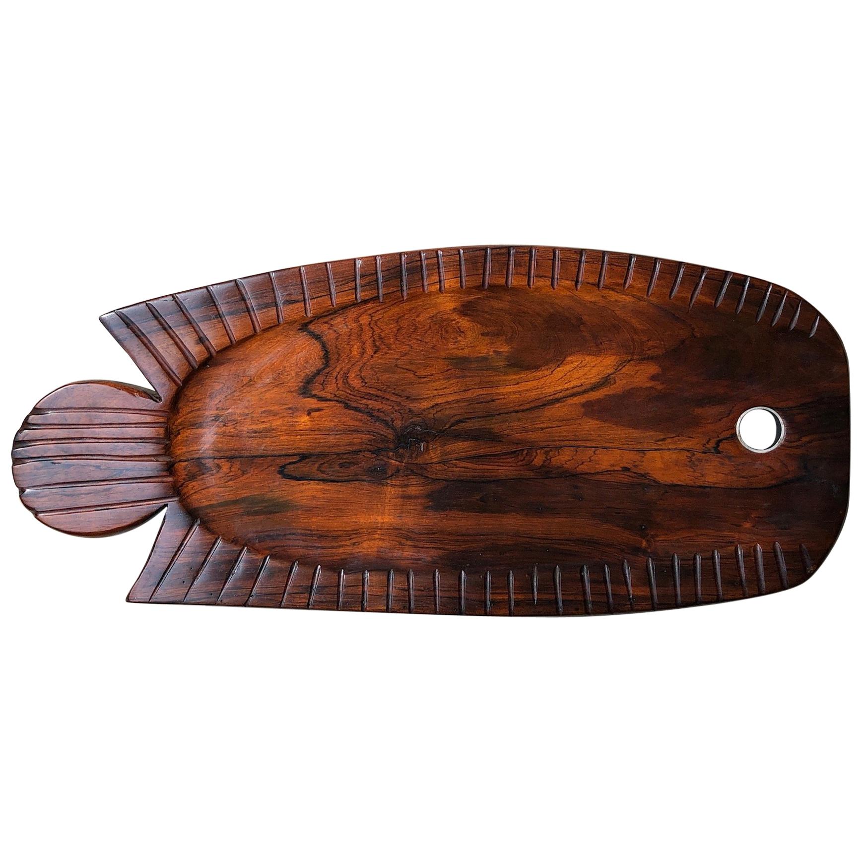 Stunning Vintage Tray / Sculpture Made of Brazilian Rosewood Unknown Author For Sale