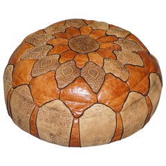 Atemberaubende Vintage türkischen marokkanischen Hand gefärbt braunem Leder Fußhocker Pouffe