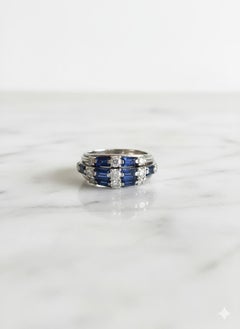 Vintage Van Cleef & Arpels Platinum Diamond & Sapphire Band Ring