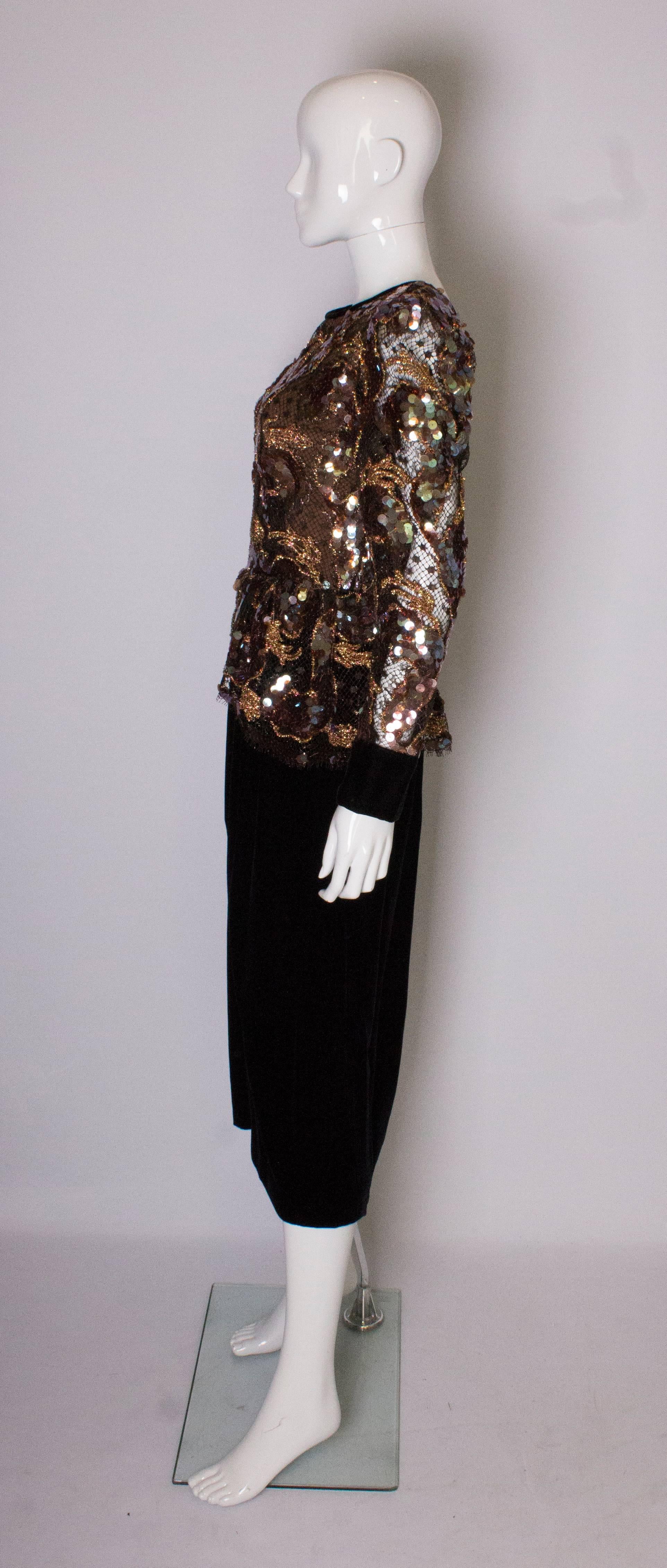 Women's Stunning  Vintage Velvet and Sequin Dress For Sale