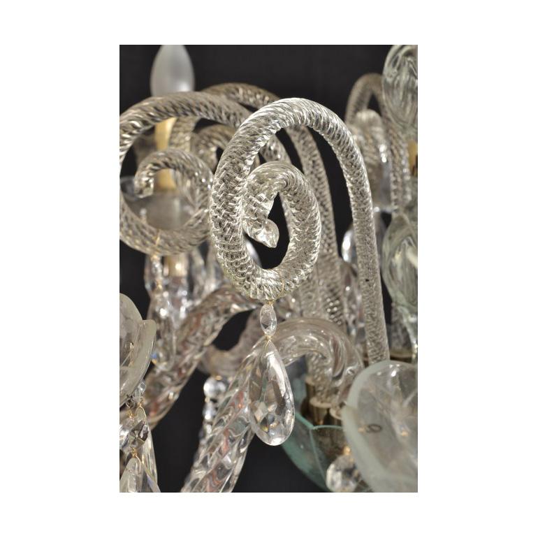 Crystal Stunning Vintage Venetian Glass 8 Branch Chandelier For Sale