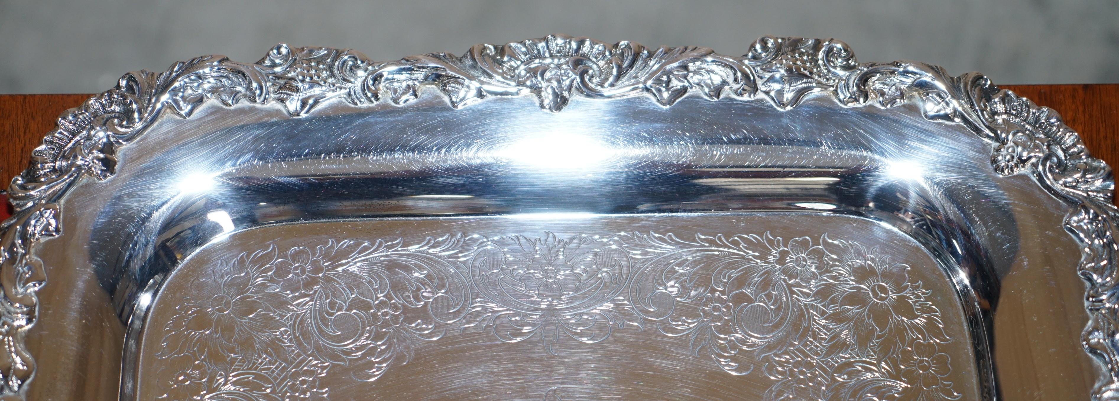 Chrome Stunning Vintage Webster Wilcox Sterling Silver Plated Wine Drinks Serving Tray For Sale