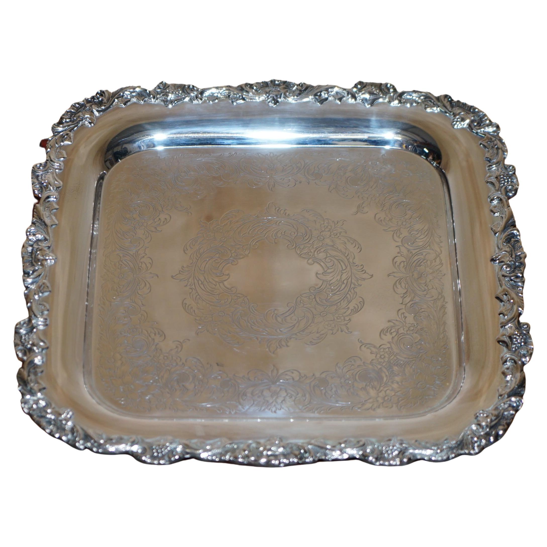Stunning Vintage Webster Wilcox Sterling Silver Plated Wine Drinks Serving Tray For Sale