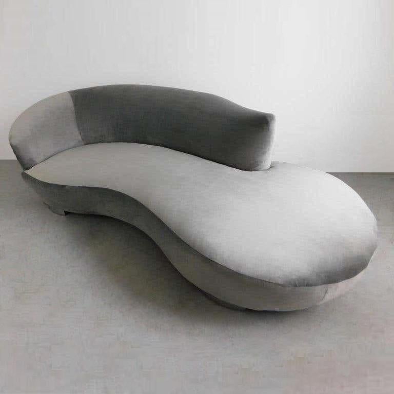 American Stunning Vladimir Kagan Grey Cloud Chaise Lounge Sofa For Sale