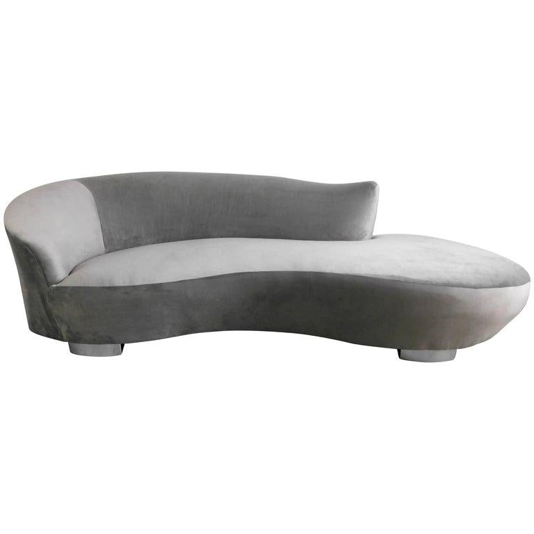 Stunning Vladimir Kagan Grey Cloud Chaise Lounge Sofa For Sale