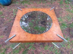 Stunning Vladimir Kagan Lucite and Burl Walnut Coffee Table Midcentury