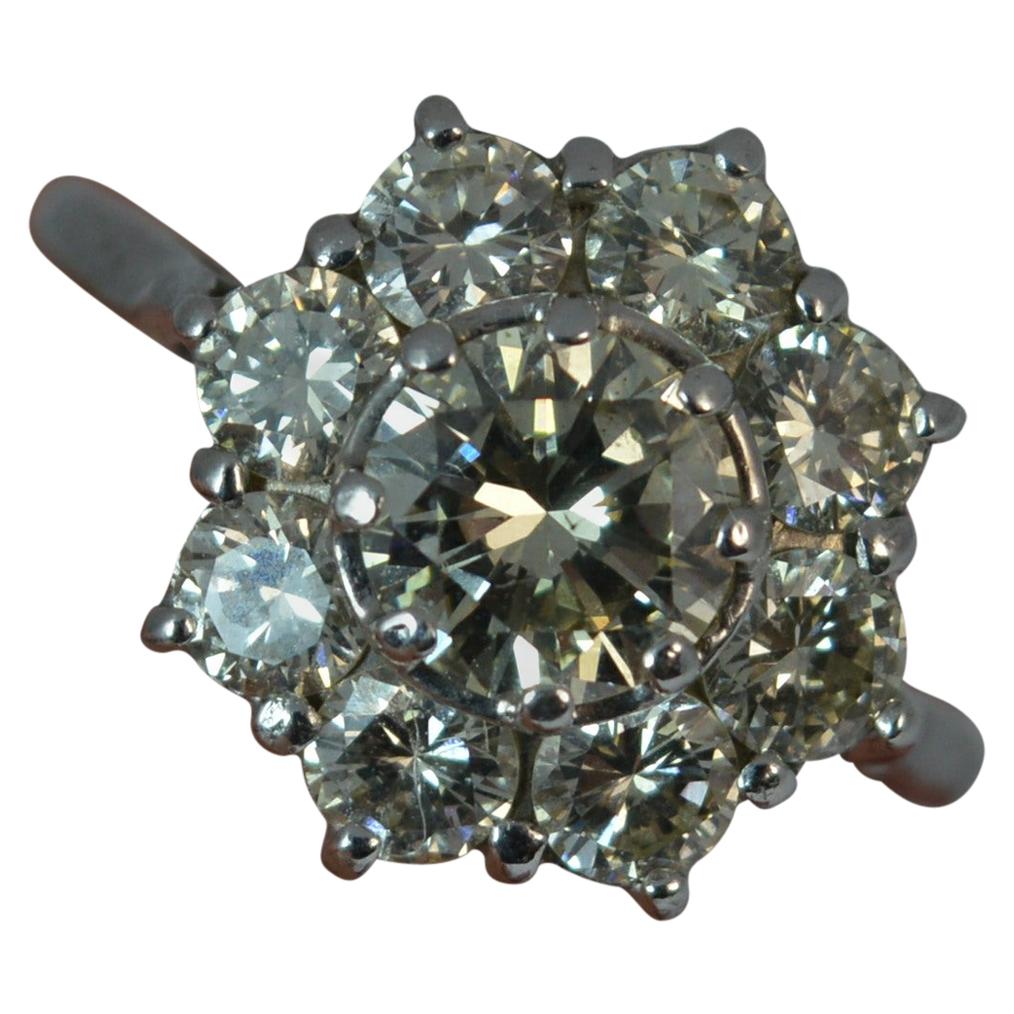 Stunning Vs 1.85 Carat and 18 Carat White Gold Daisy Cluster Ring