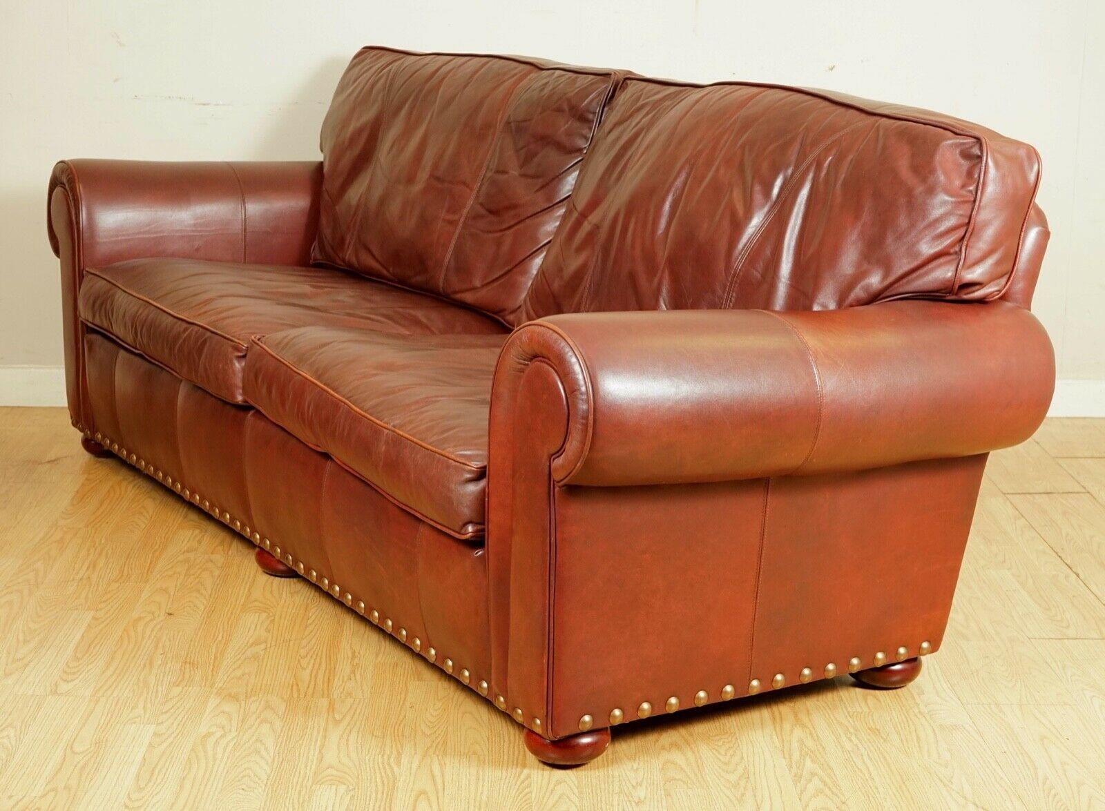 Leather Stunning Wade Upholstery Reddish Brown Berrington Grand Sofa, 2 Seat Available