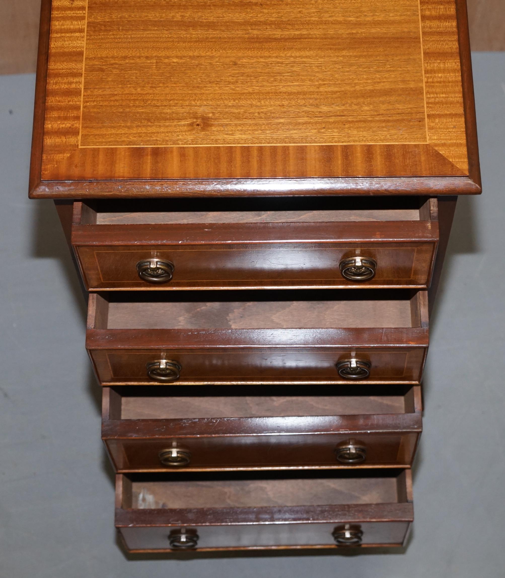 Stunning Walnut & Hardwood Chest of Drawers Lamp End Wine Bedside Table Sized 4