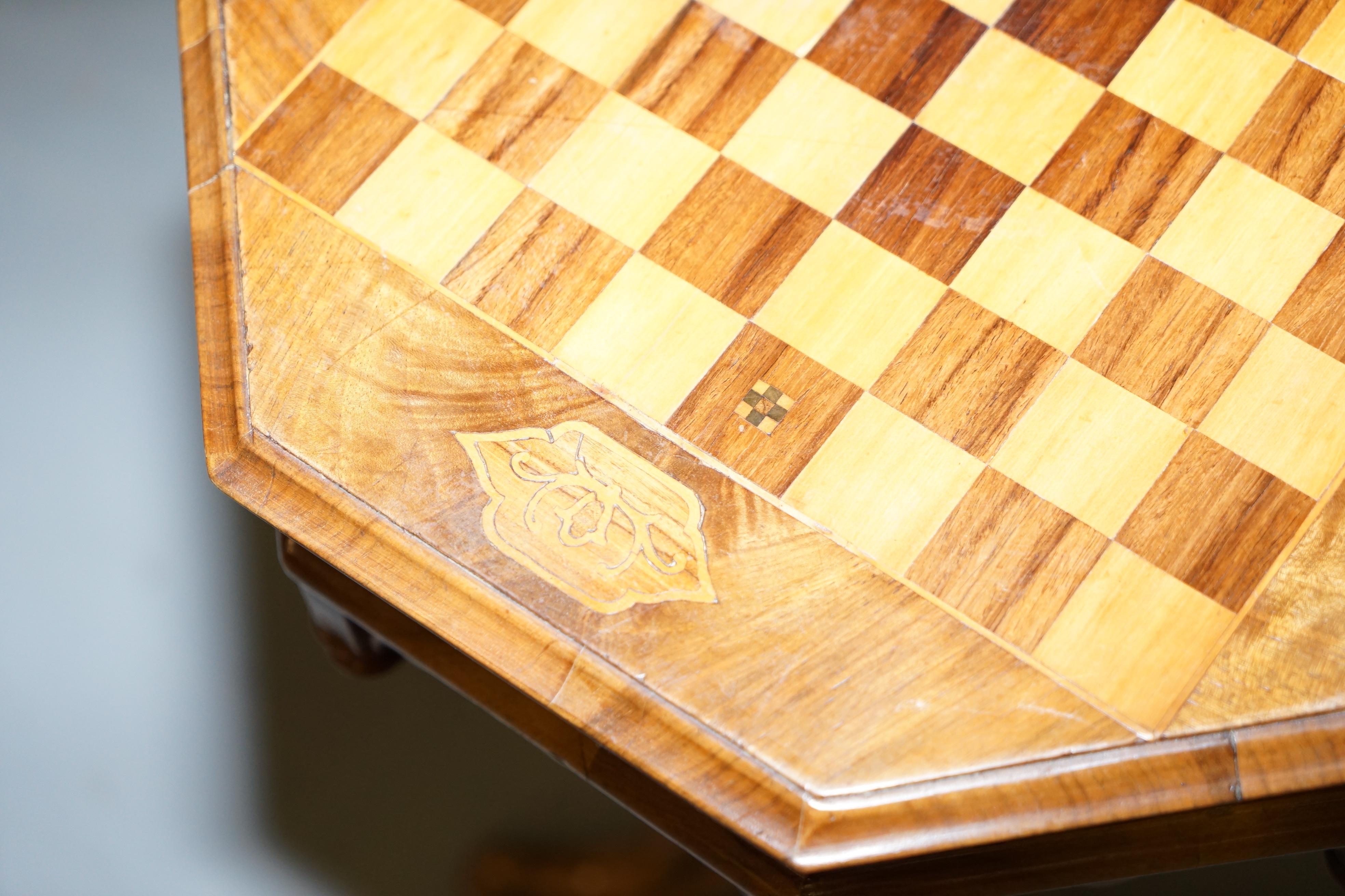 Hand-Crafted Stunning Walnut Victorian Sewing or Work Box Chess Games Table Great Lamp Wine