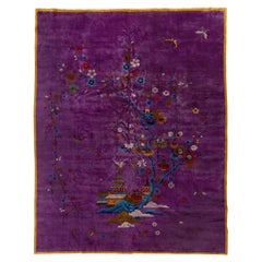 Stunning Walter Nichols Chinese Art Deco Purple Rug