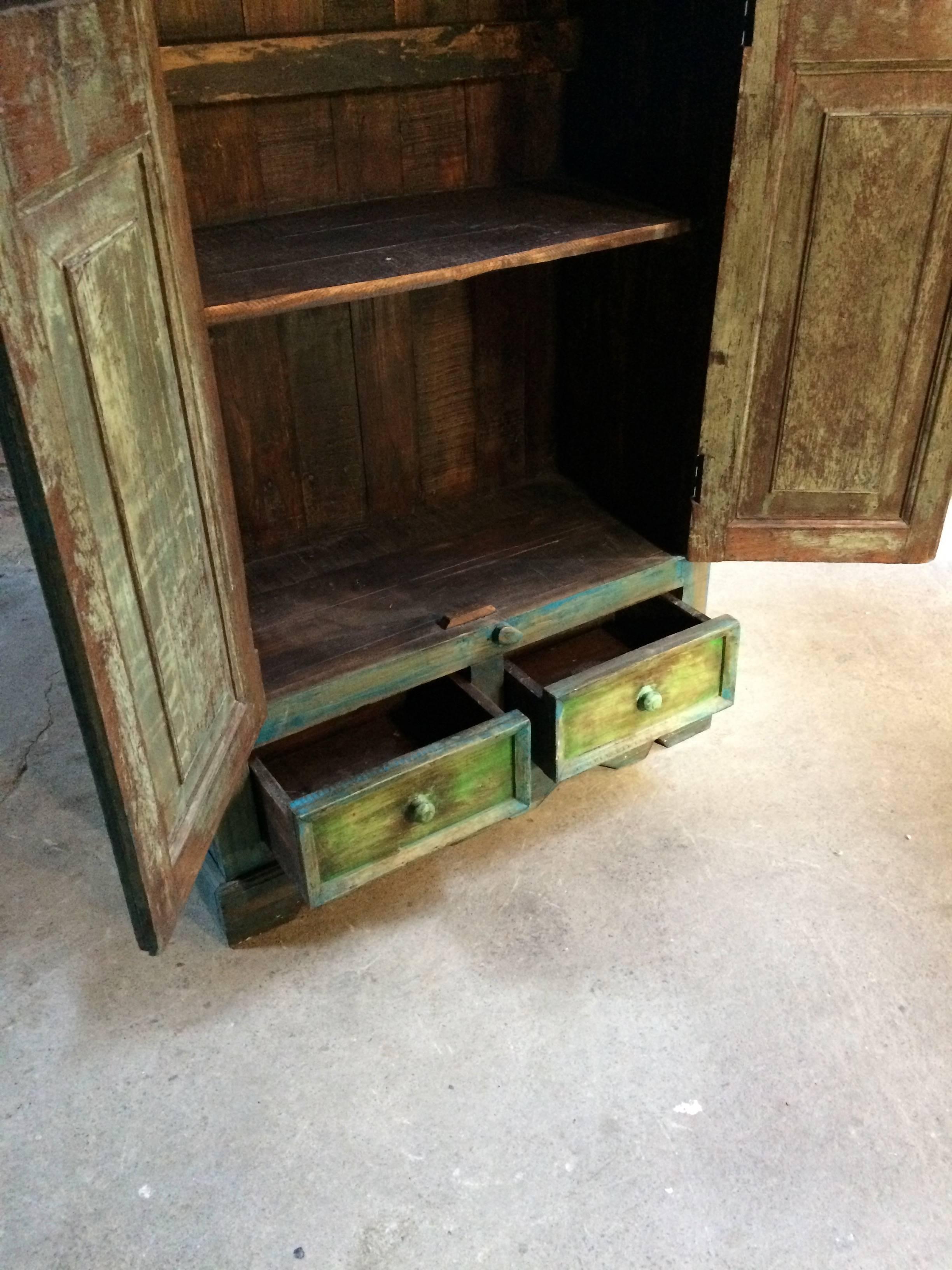 Mid-20th Century Stunning Wardrobe Cupboard Pantry French Provincial Distressed Blue and Green