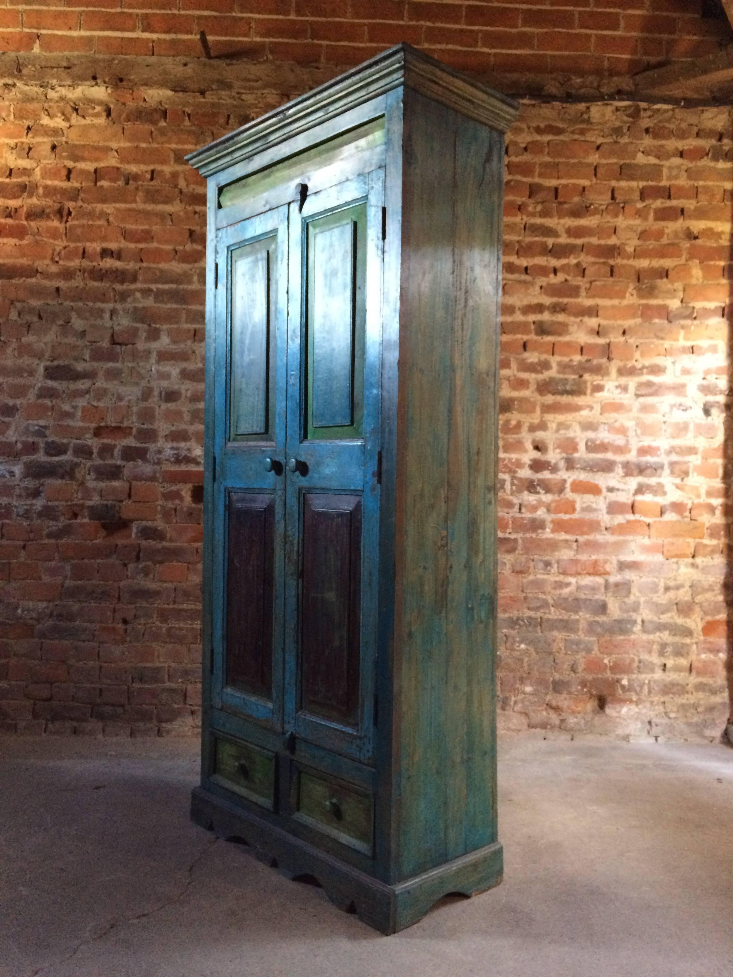 Stunning Wardrobe Cupboard Pantry French Provincial Distressed Blue and Green 1