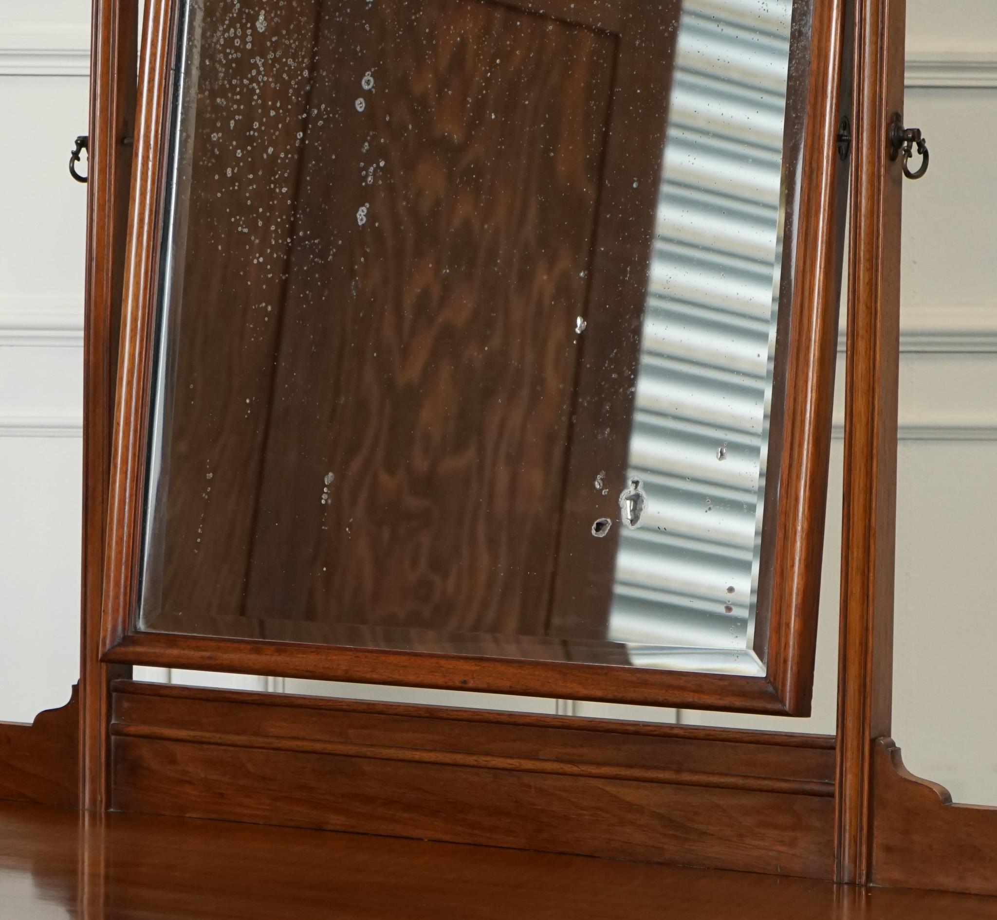 British STUNNING WARING & GILLOW TRIPLE MIRROR BURR WALNUT DRESSING TABLE j1
