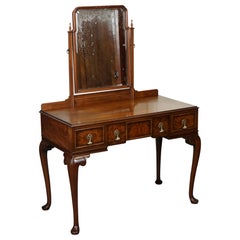 STUPENDO TAVOLO DA SPOGLIATOIO A TRIPLO SPECCHIO Waring & Gillows in legno di noce j1
