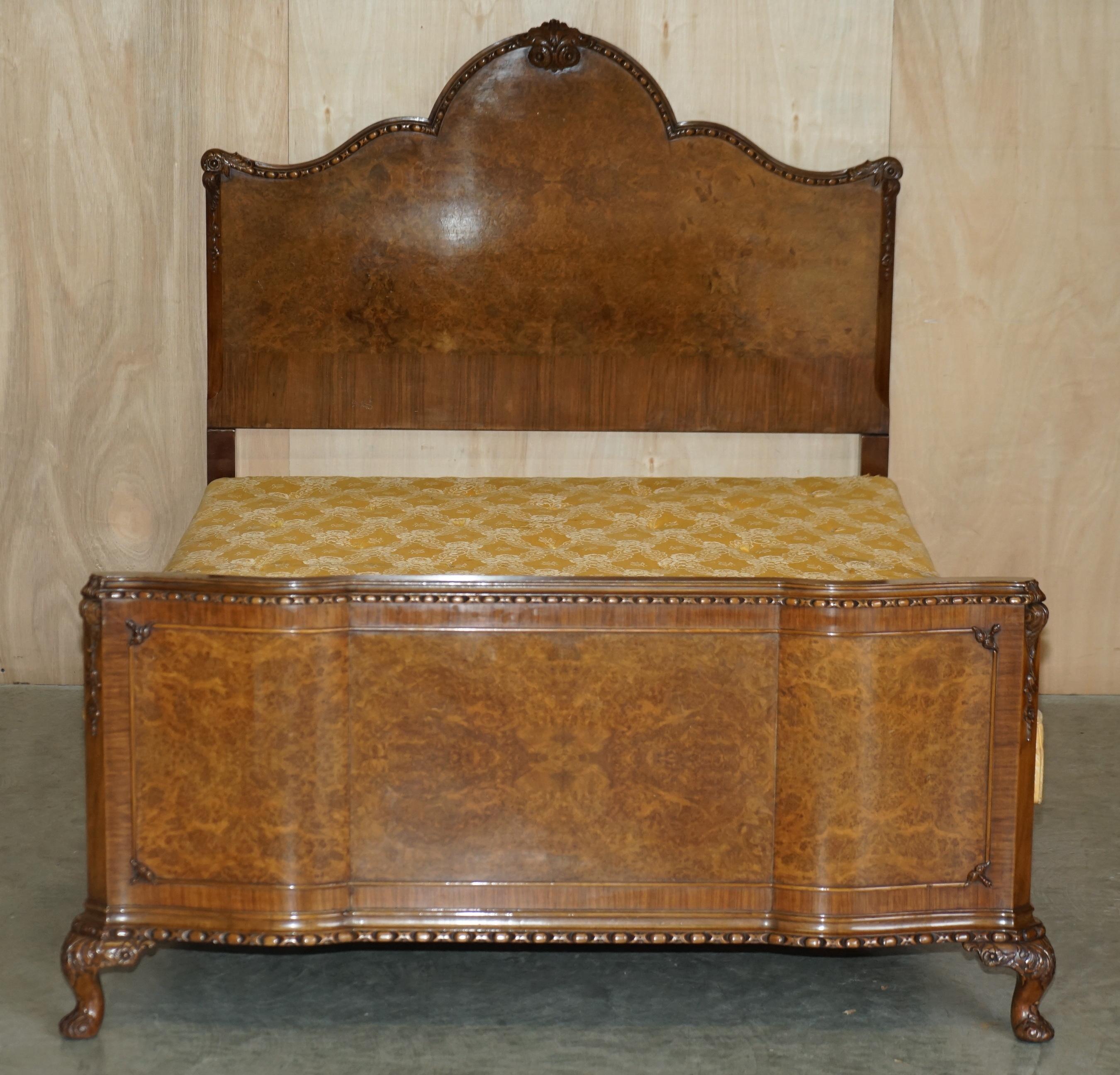 We are delighted to offer for sale this stunning Circa 1950'S Waring & Gillow Burr Walnut bedstead frame with Vono rails retailed through Harrods London with the original Harrods Divan base.

A lovely original hand made in England burr Walnut bed