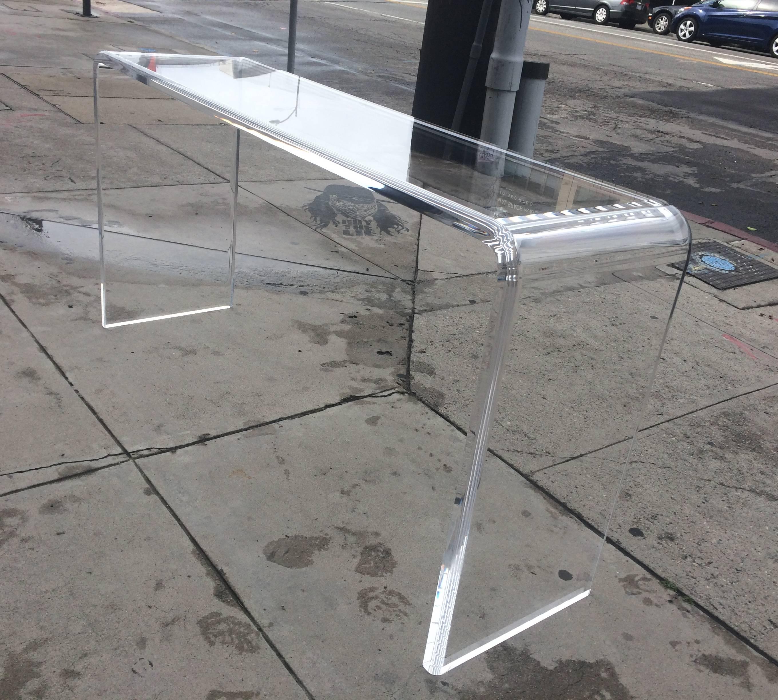 American Stunning Waterfall Console in Lucite by Amparo Calderón Tápia, Signed For Sale