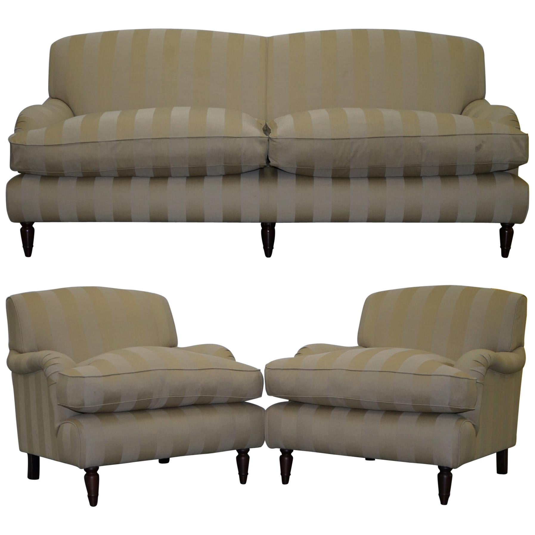 Stunning Wesley Barrell England Howard Sofa Pair of Armchairs Suite