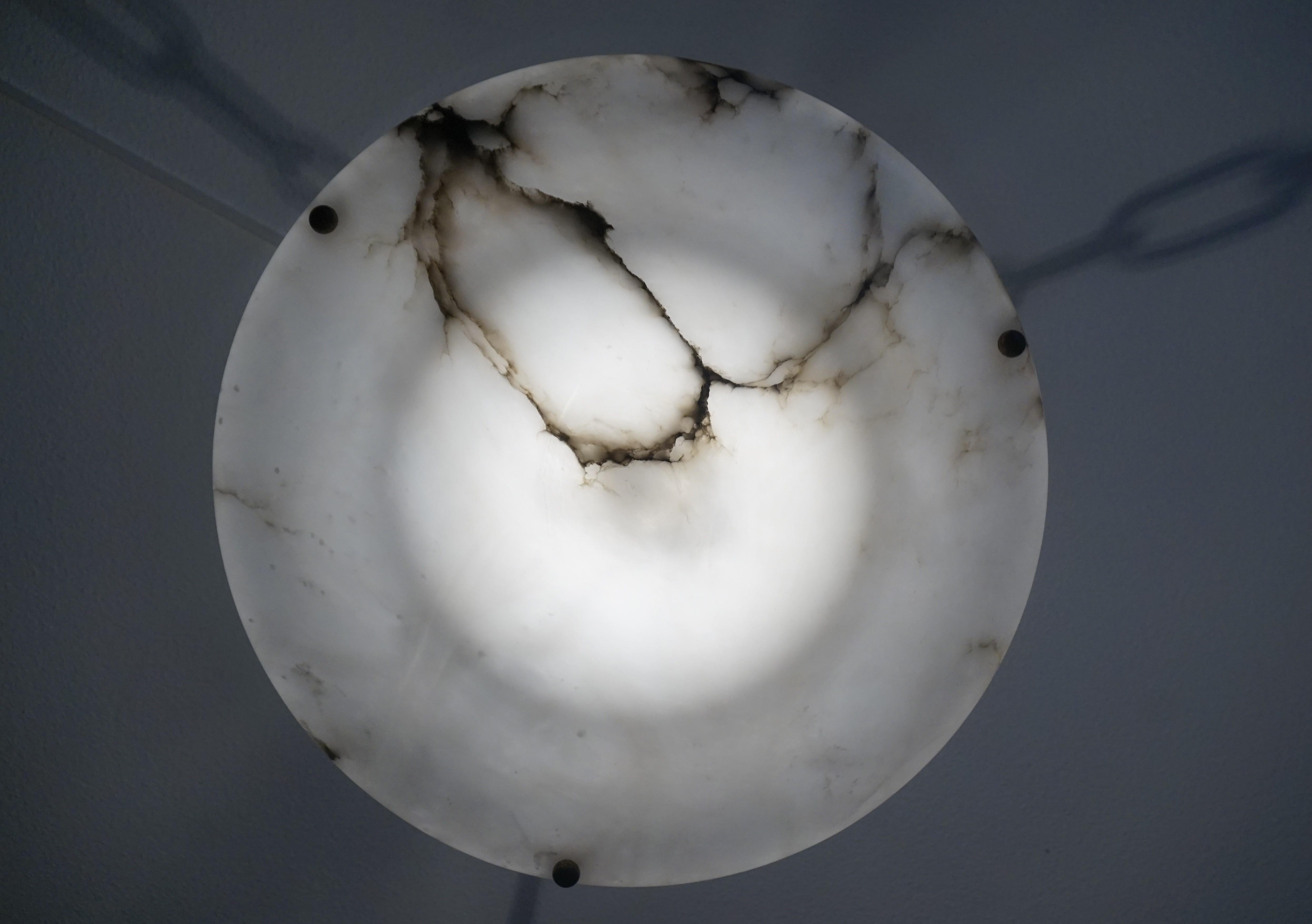 Stunning White Alabaster and Black Veins Art Deco Chandelier / Pendant ca 1920 7