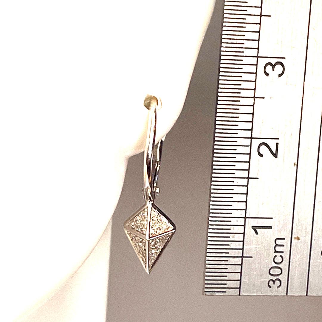 Uncut Stunning White Gold Triangle Diamond Drop Earrings For Sale