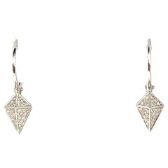 Stunning White Gold Triangle Diamond Drop Earrings