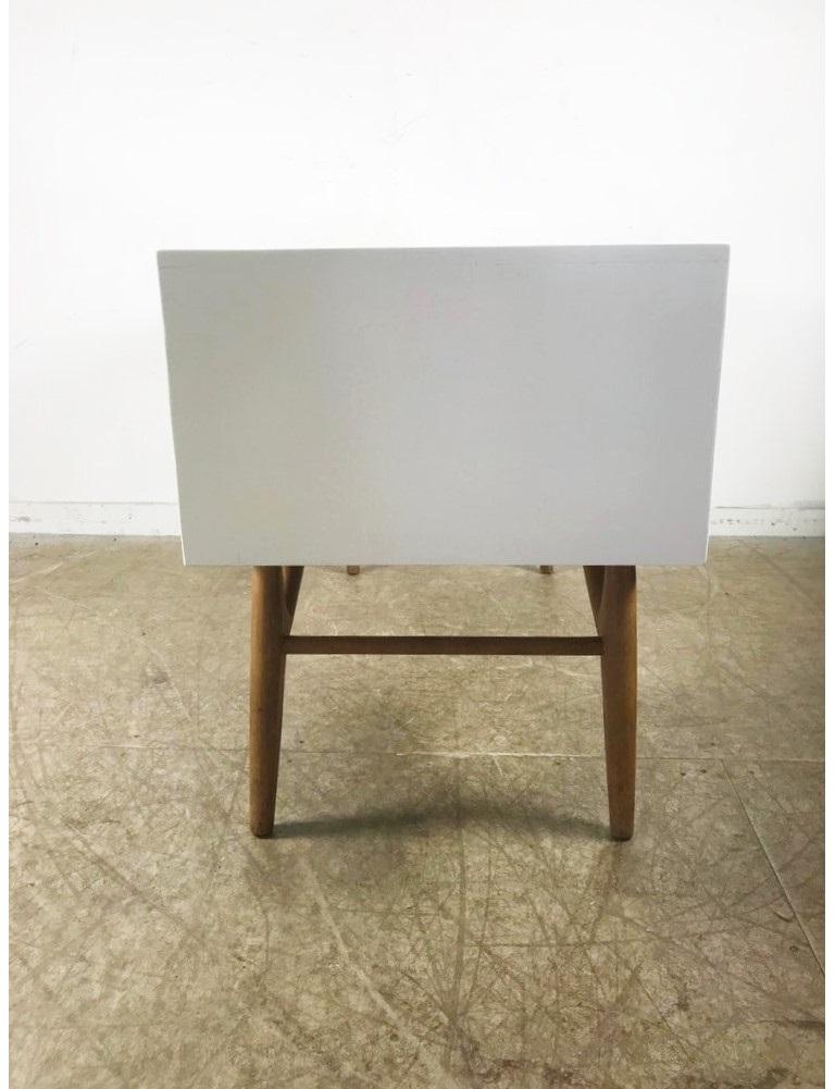 American Stunning White Lacquer and Oak Desk by Jack Van der Molen for Jamestown Lounge